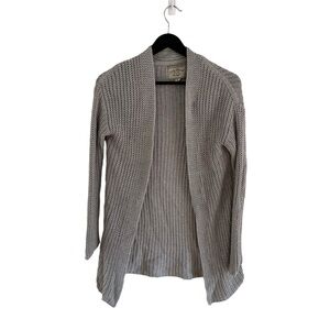 Lucky Brand Size XS Gray Crochet Knit Open Cardigan Long Sleeve Thick Chunky